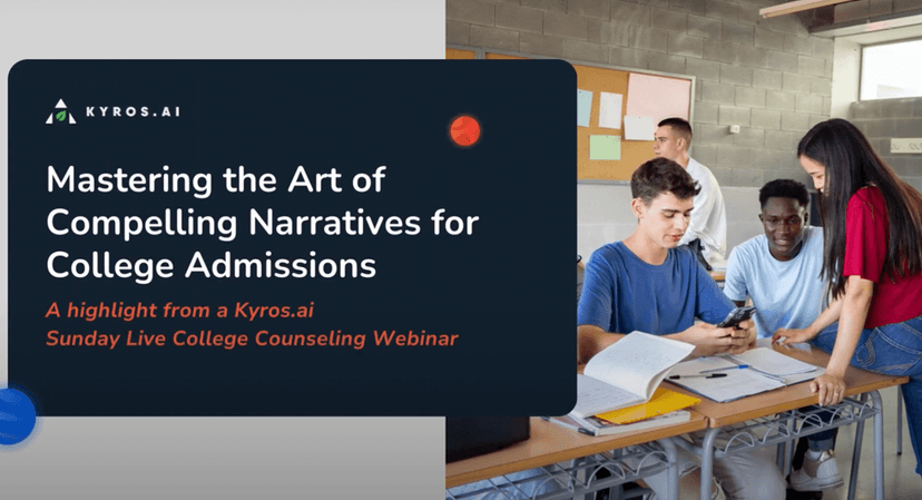 Title card for Kyros.ai mastering compelling narratives webinar